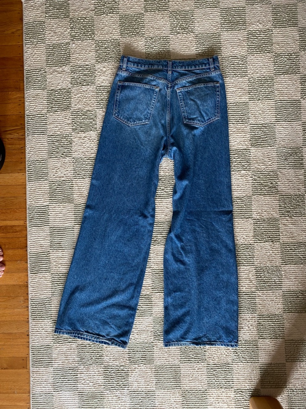 Reformation Dark Blue Wide-Leg Flare Jeans - Picture 3 of 3